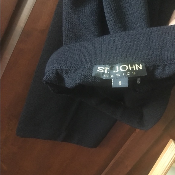 St. John evening black & silver knit pant suit - Picture 4 of 6